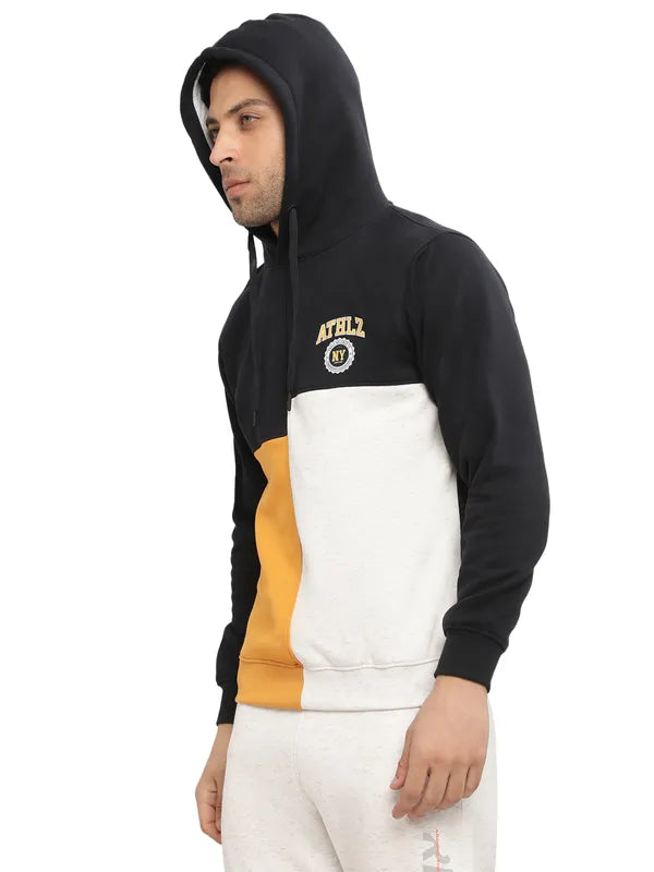 Octave Men Navy Blue Colourblocked Hooded Sweatshirt