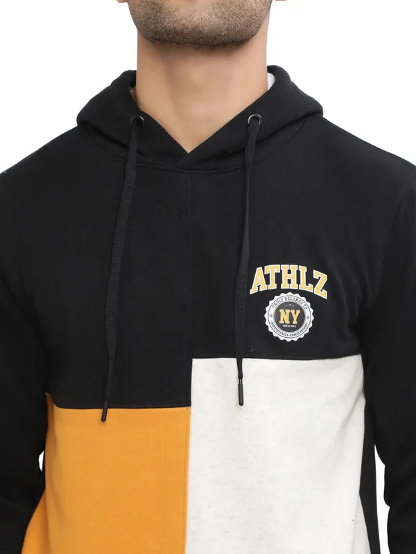 Octave Men Navy Blue Colourblocked Hooded Sweatshirt