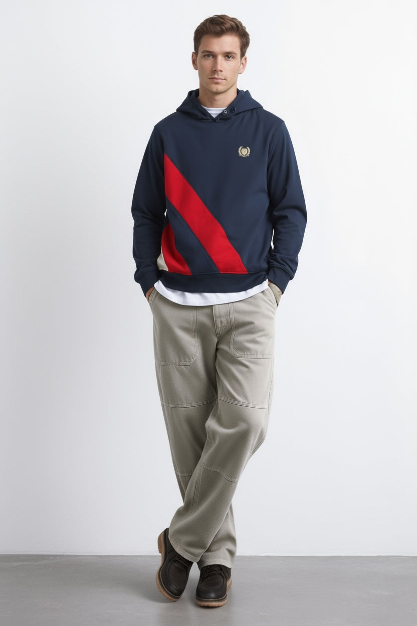 Octave Men Colourblocked Hood Neck Sweatshirt