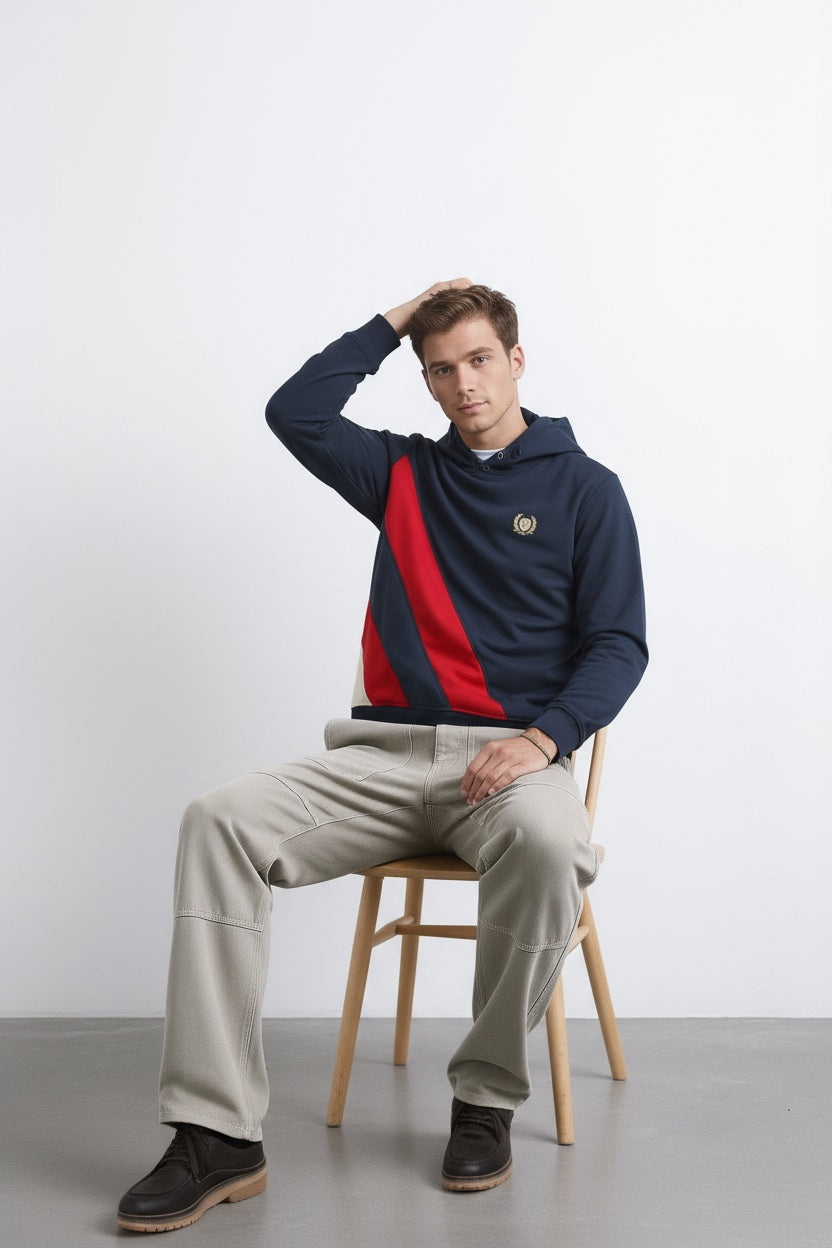 Octave Men Colourblocked Hood Neck Sweatshirt