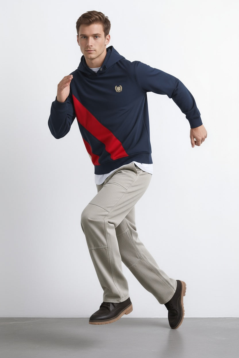 Octave Men Colourblocked Hood Neck Sweatshirt