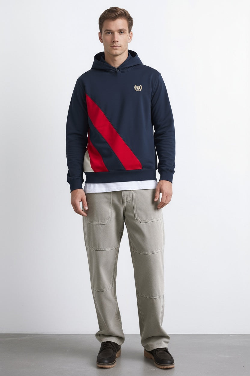 Octave Men Colourblocked Hood Neck Sweatshirt