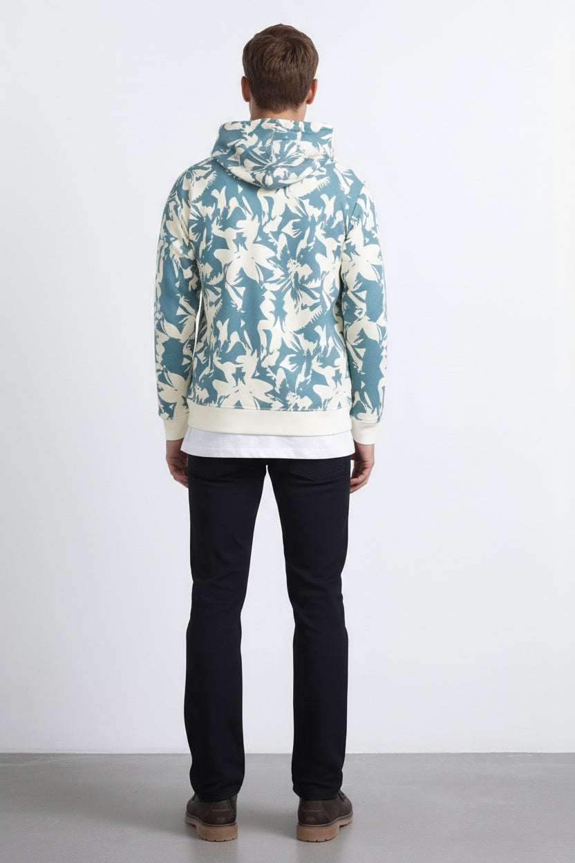 Ocatve Men  Floral Print Hood Neck Sweatshirt