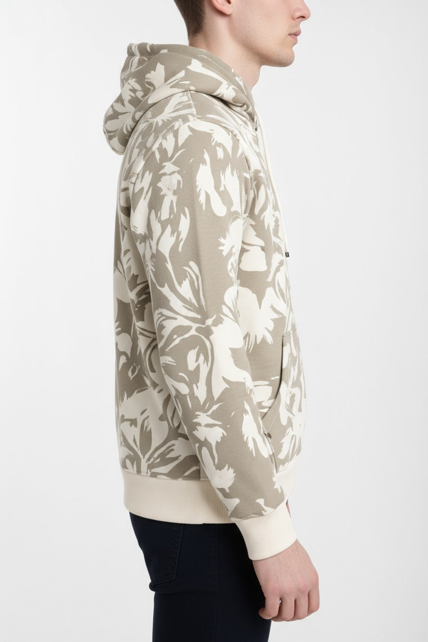Ocatve Men  Floral Print Hood Neck Sweatshirt