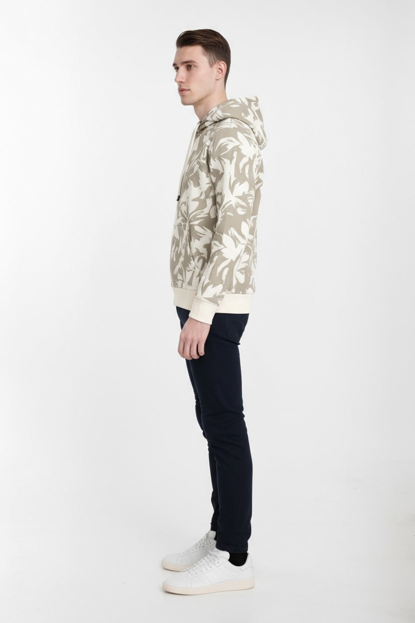 Ocatve Men  Floral Print Hood Neck Sweatshirt