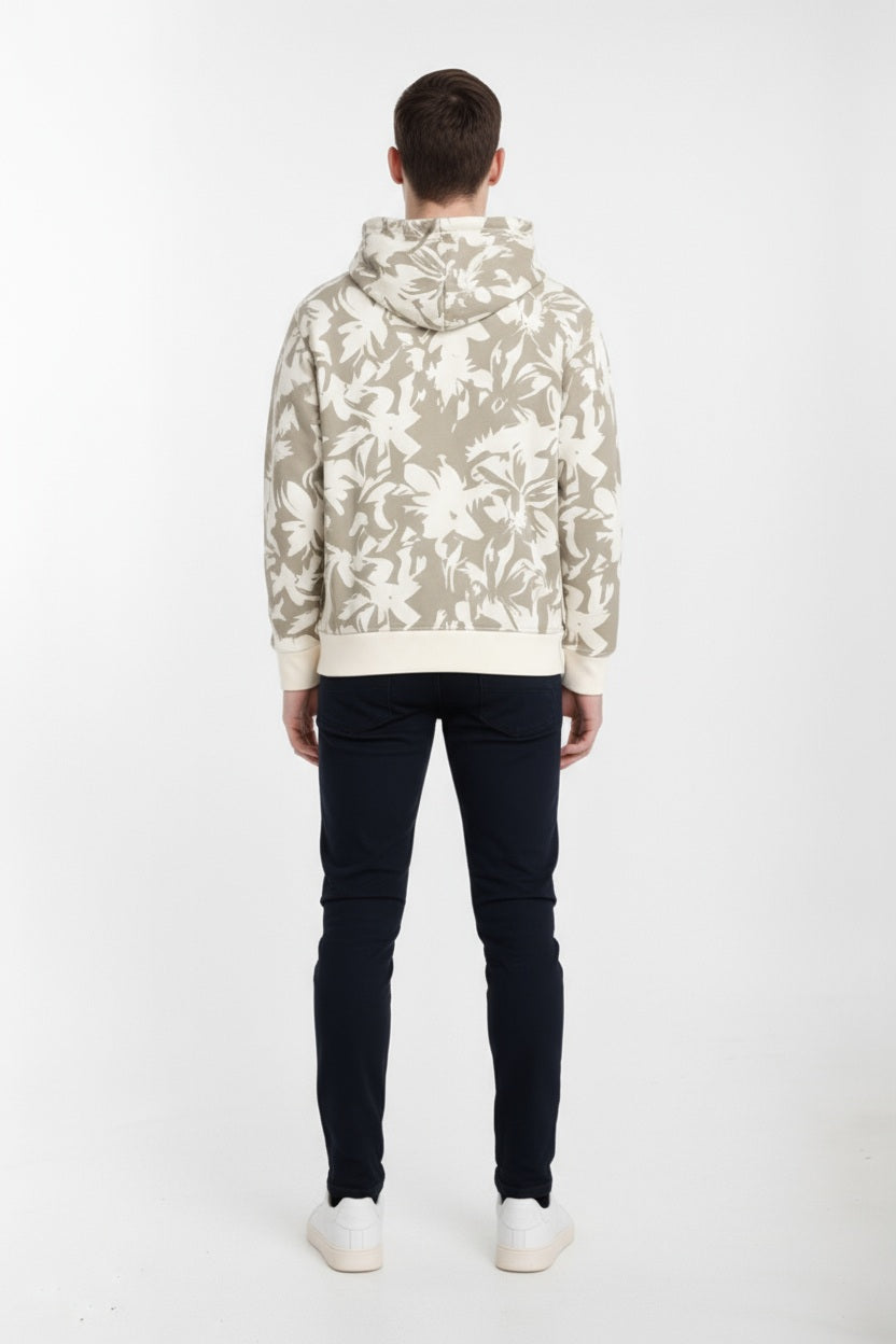 Ocatve Men  Floral Print Hood Neck Sweatshirt