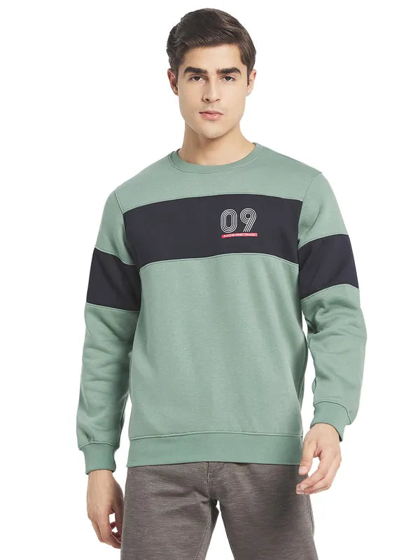 Octave Men Green Colourblocked Sweatshirt