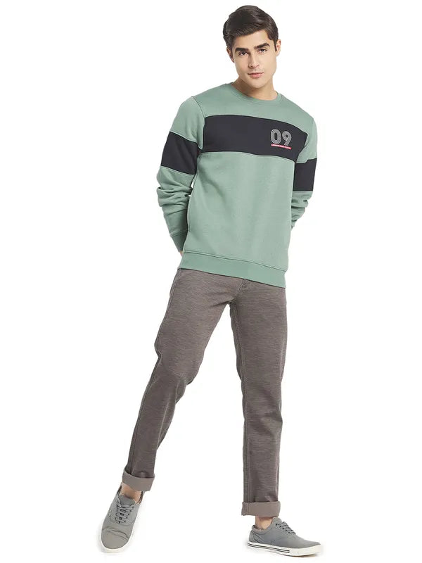 Octave Men Green Colourblocked Sweatshirt