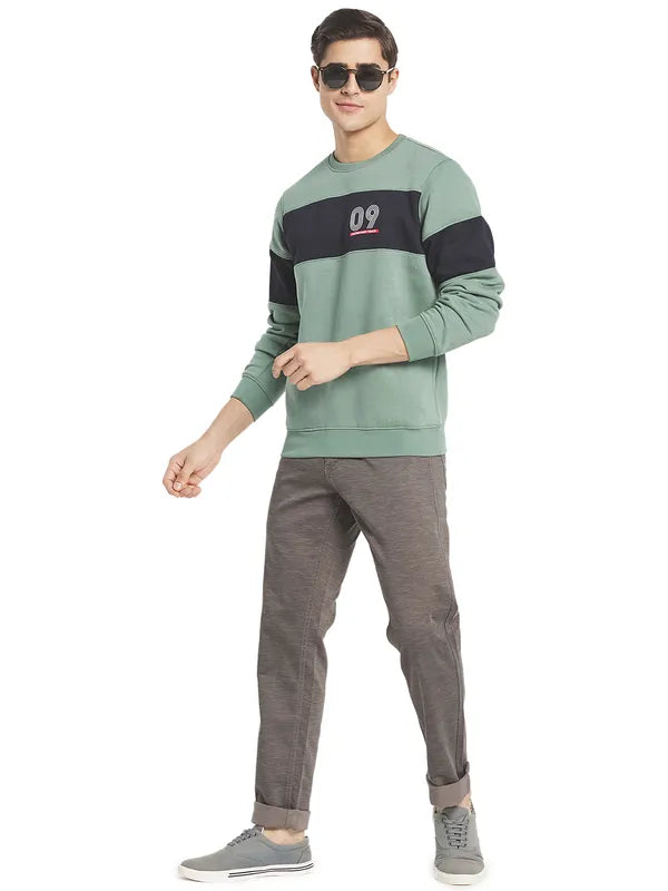 Octave Men Green Colourblocked Sweatshirt