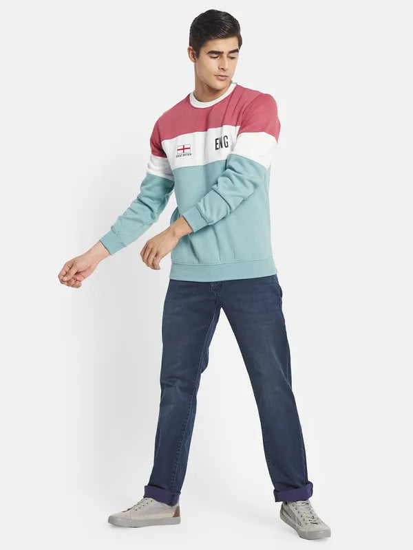 Octave Men Blue Colourblocked Sweatshirt