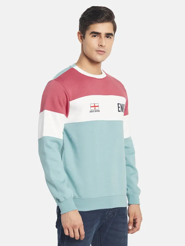 Octave Men Blue Colourblocked Sweatshirt