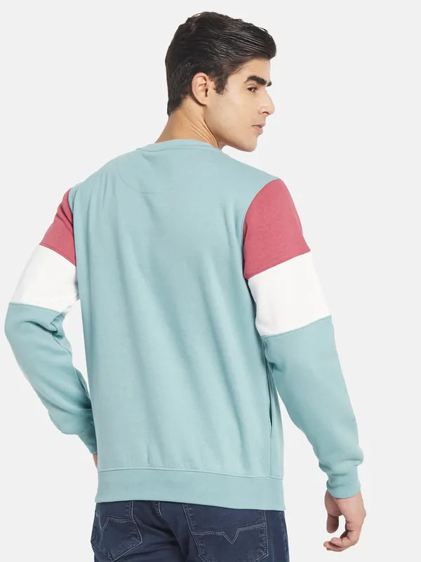 Octave Men Blue Colourblocked Sweatshirt