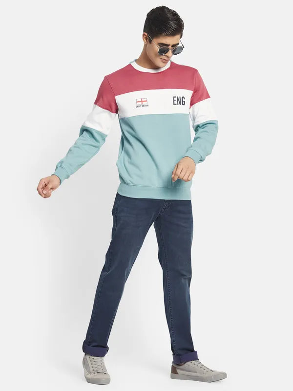 Octave Men Blue Colourblocked Sweatshirt