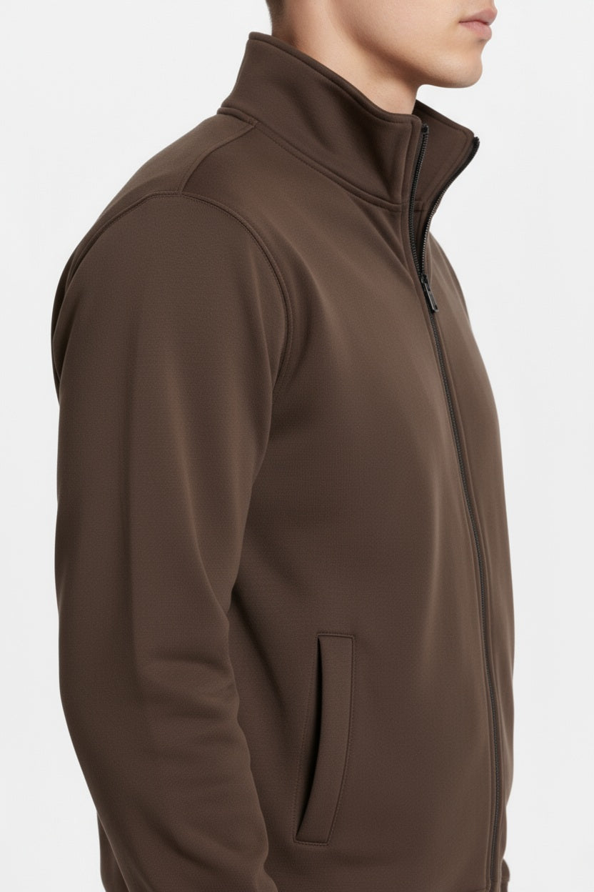 Octave Men Coffee Solid Mandrain Neck Sweatshirt