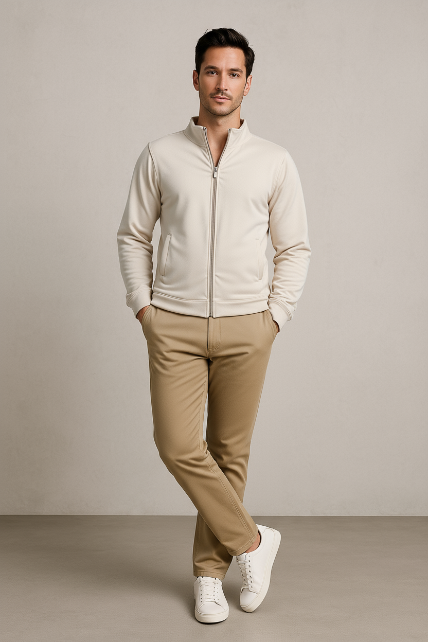 Octave Men Solid High Neck Sweatshirt