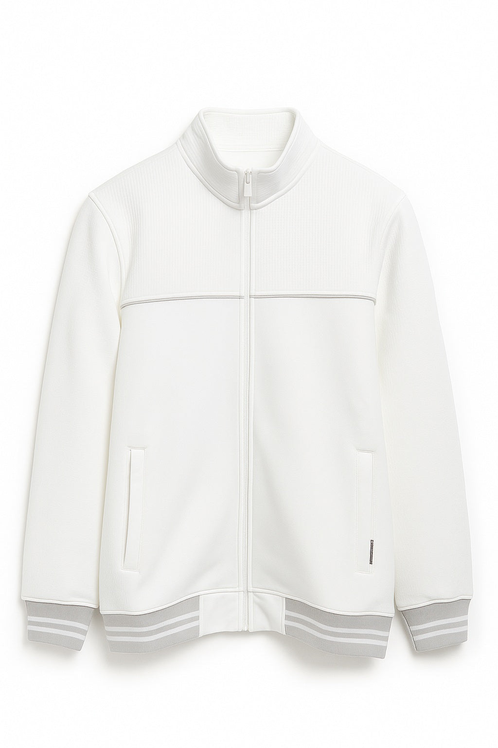 Octave Men Off White Solid Mandrain Neck Sweatshirt