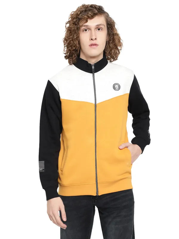 Octave Men Yellow Colourblocked Sweatshirt