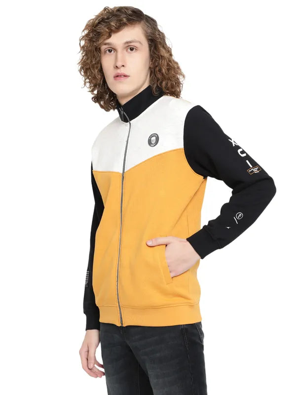 Octave Men Yellow Colourblocked Sweatshirt