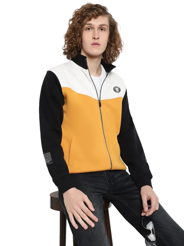 Octave Men Yellow Colourblocked Sweatshirt