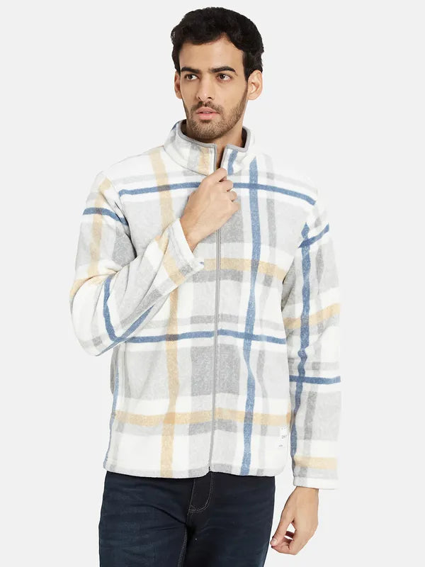 Octave Men Grey Checked Sweatshirt