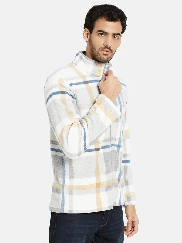 Octave Men Grey Checked Sweatshirt