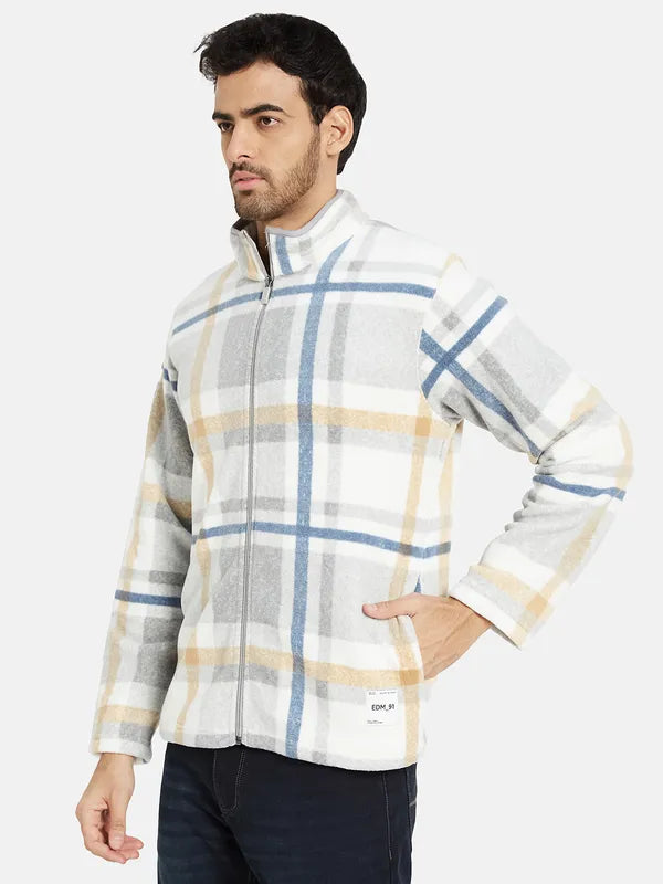 Octave Men Grey Checked Sweatshirt