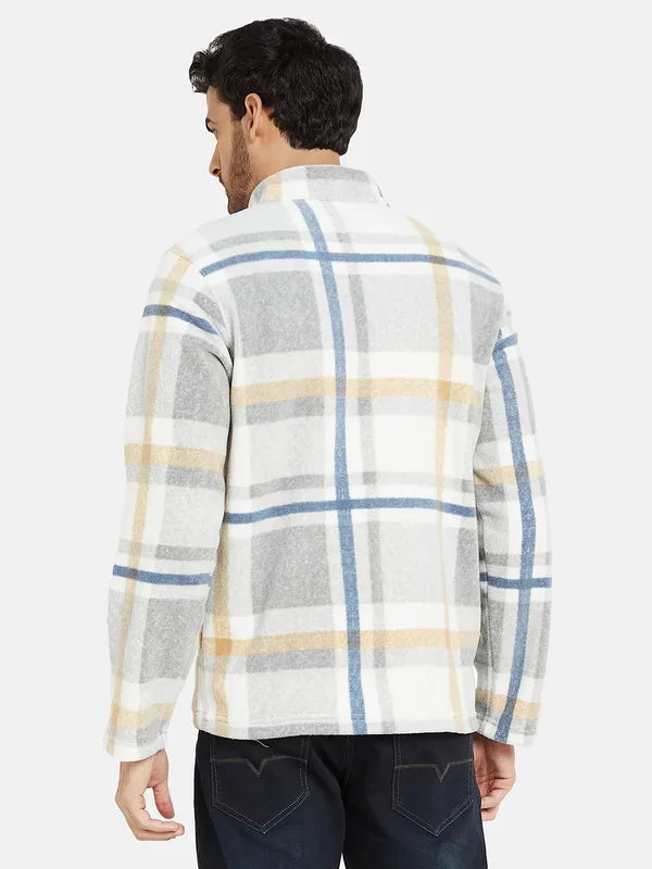 Octave Men Grey Checked Sweatshirt