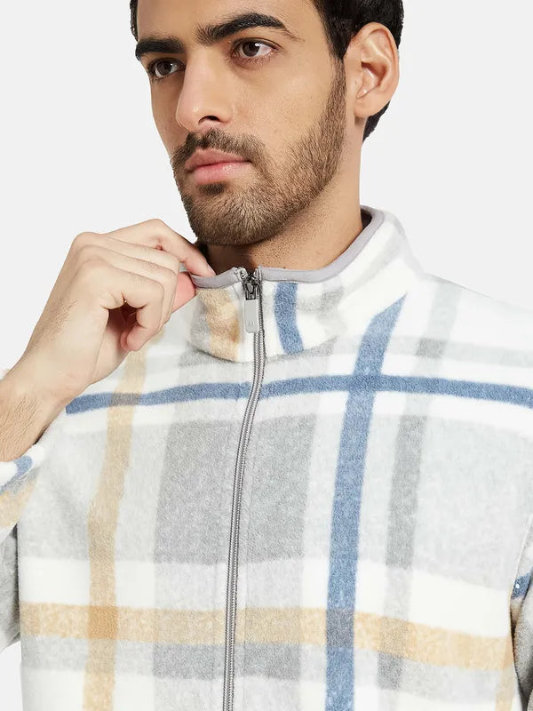 Octave Men Grey Checked Sweatshirt