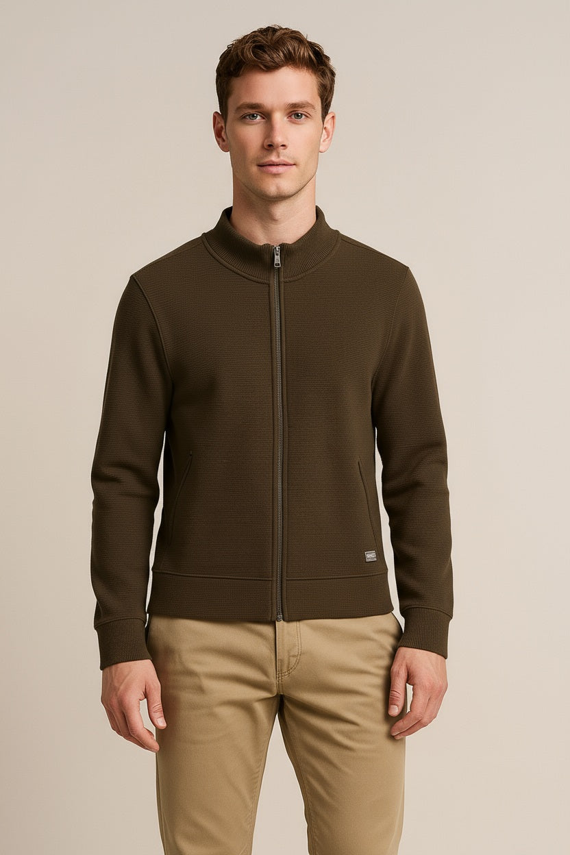 Octave Men Solid Mandrain Neck Sweatshirt