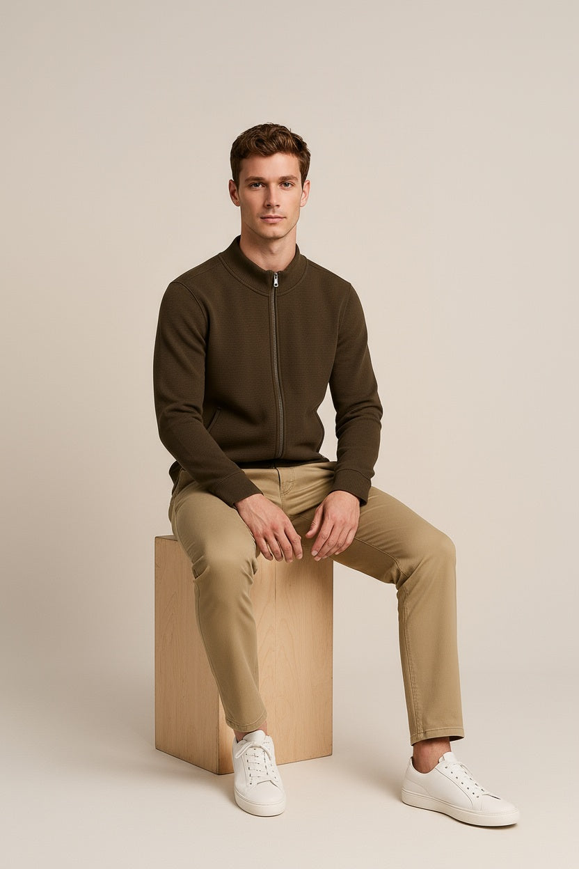 Octave Men Solid Mandrain Neck Sweatshirt