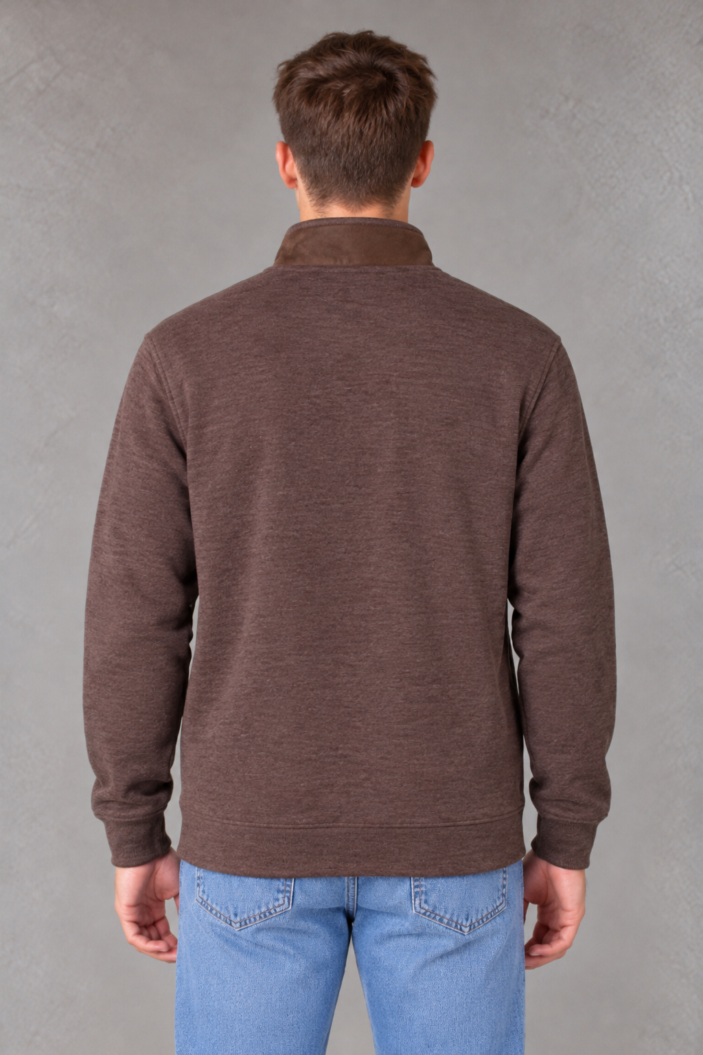 Men's Coffee Melange Knitted Zip-Up Sweatshirt | Winter Pullover with Utility Pocket