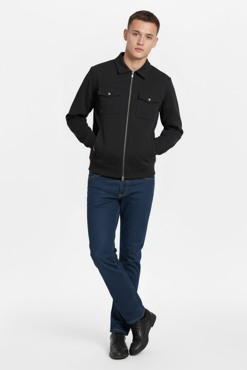 Octave Men Black Solid Shirt Neck Sweatshirt