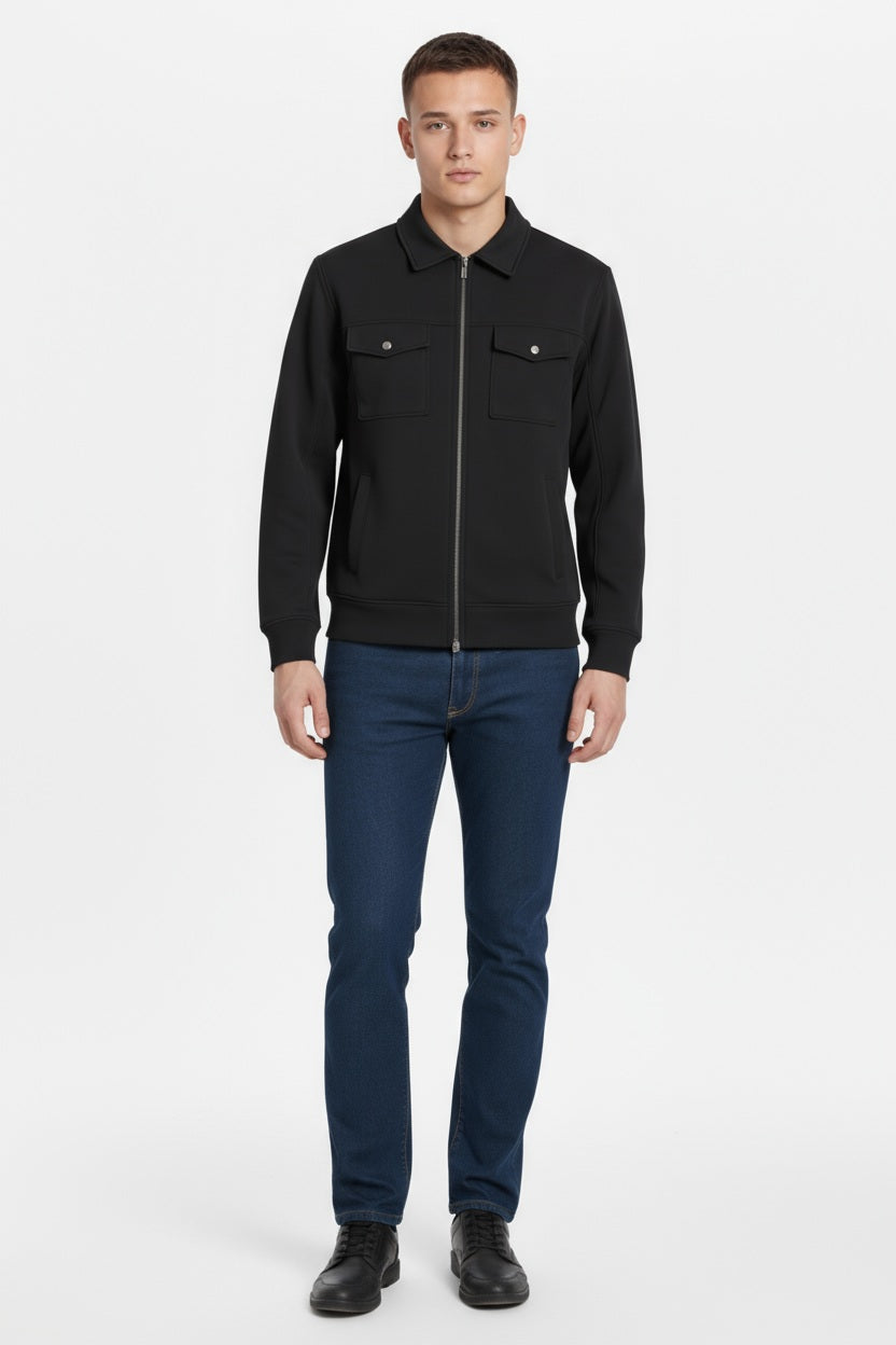 Octave Men Black Solid Shirt Neck Sweatshirt