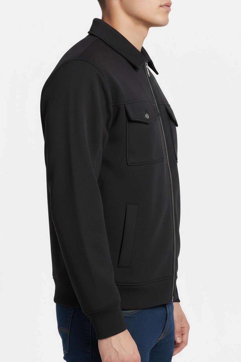 Octave Men Black Solid Shirt Neck Sweatshirt