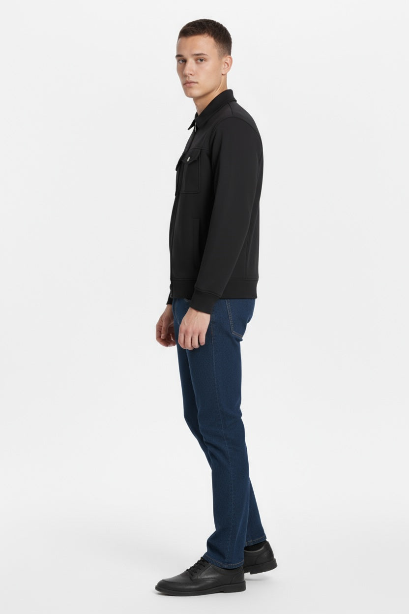 Octave Men Black Solid Shirt Neck Sweatshirt