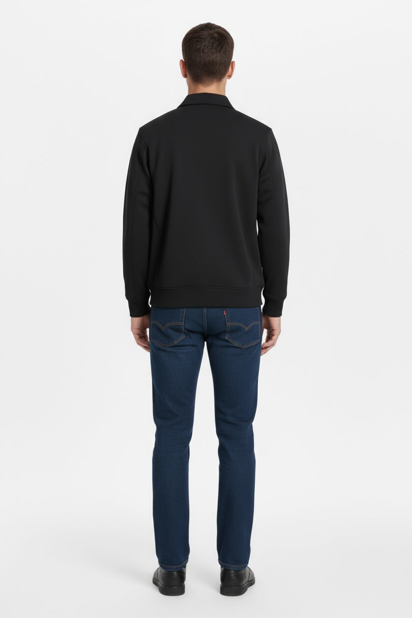 Octave Men Black Solid Shirt Neck Sweatshirt