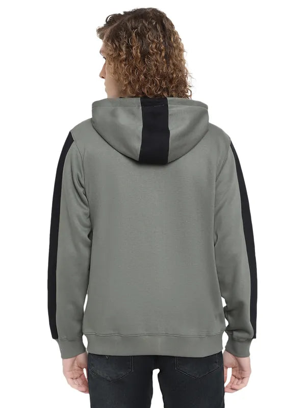 Octave Men Olive Green Hooded Sweatshirt