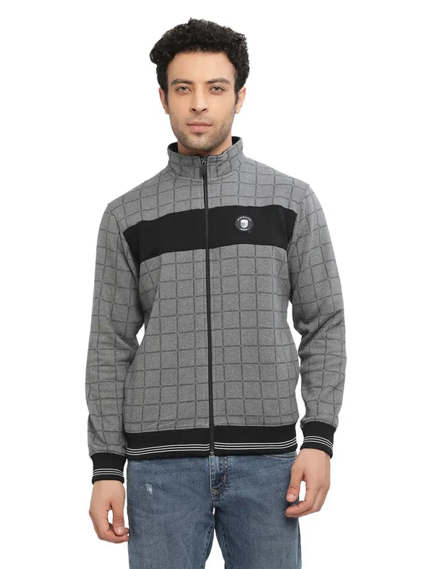 Octave Men Grey Checked Sweatshirt