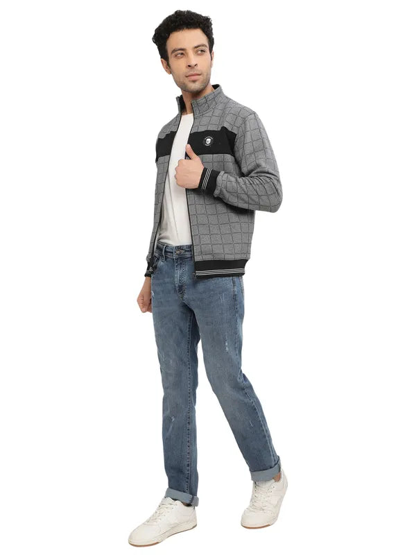 Octave Men Grey Checked Sweatshirt