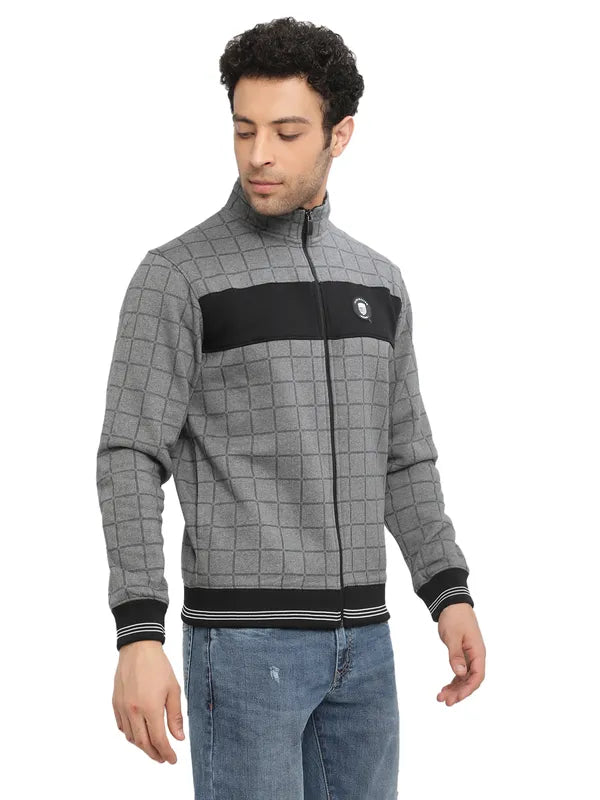 Octave Men Grey Checked Sweatshirt