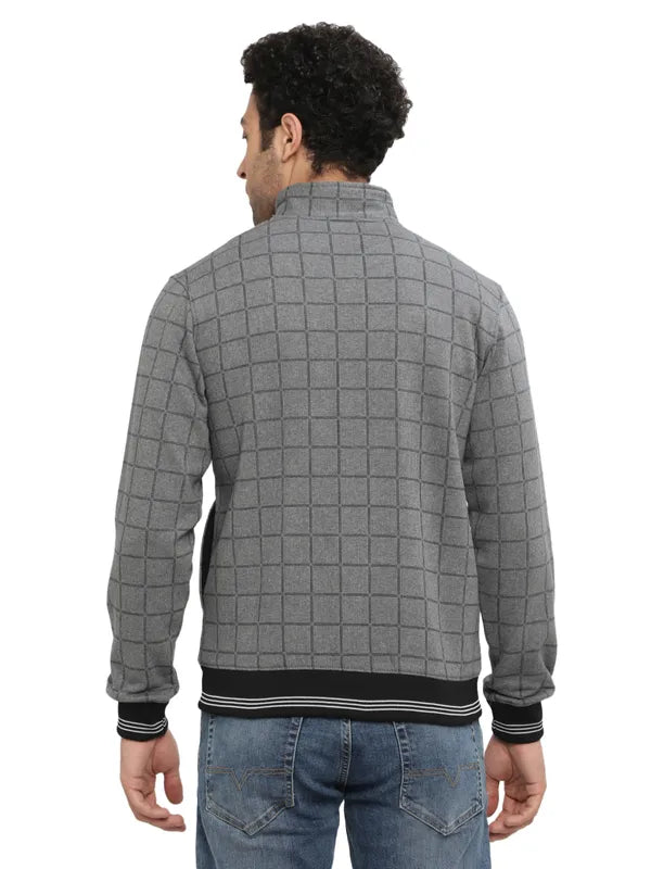 Octave Men Grey Checked Sweatshirt