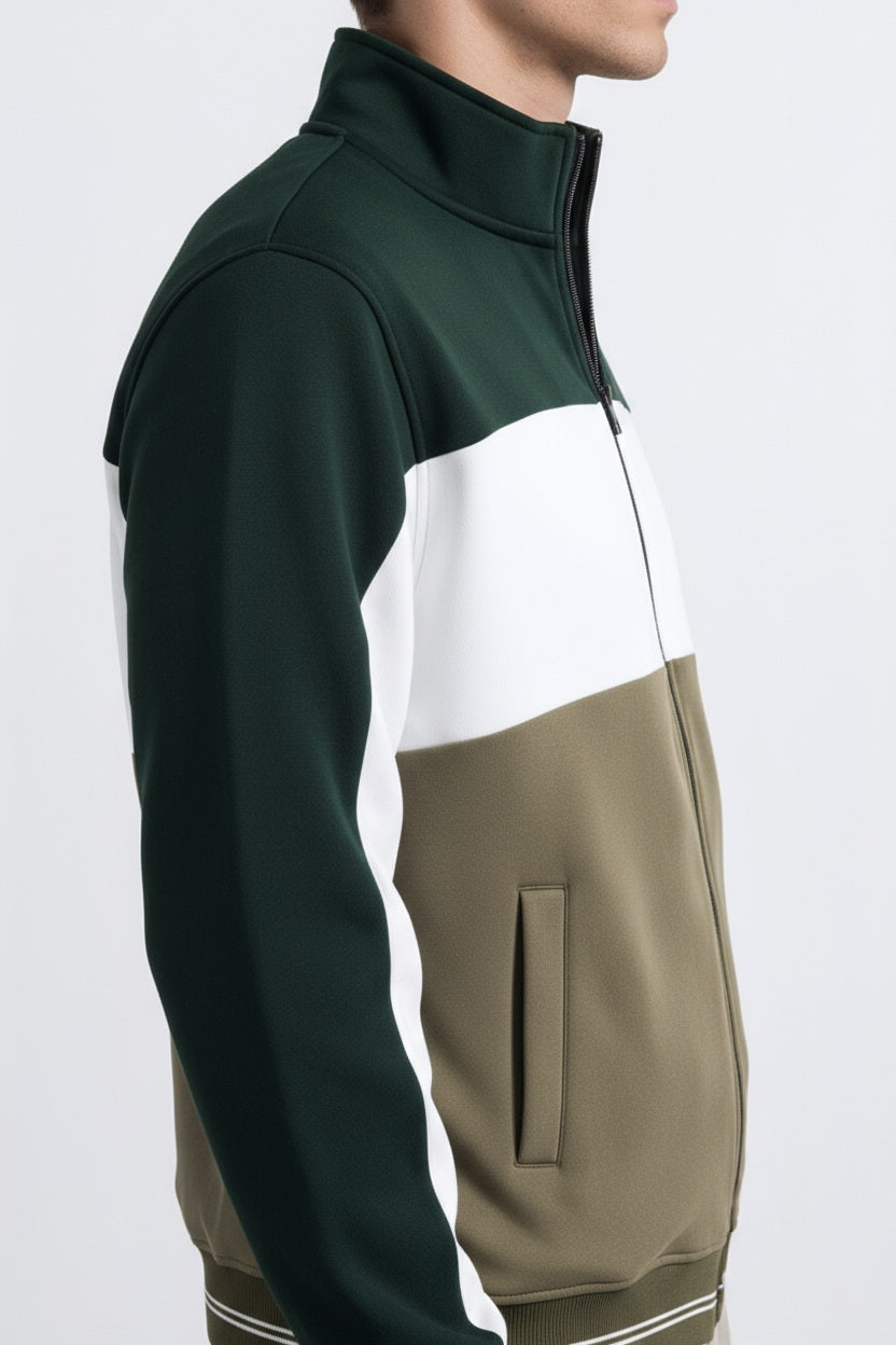 Octave Men Colourblocked Mandarin Neck Sweatshirt