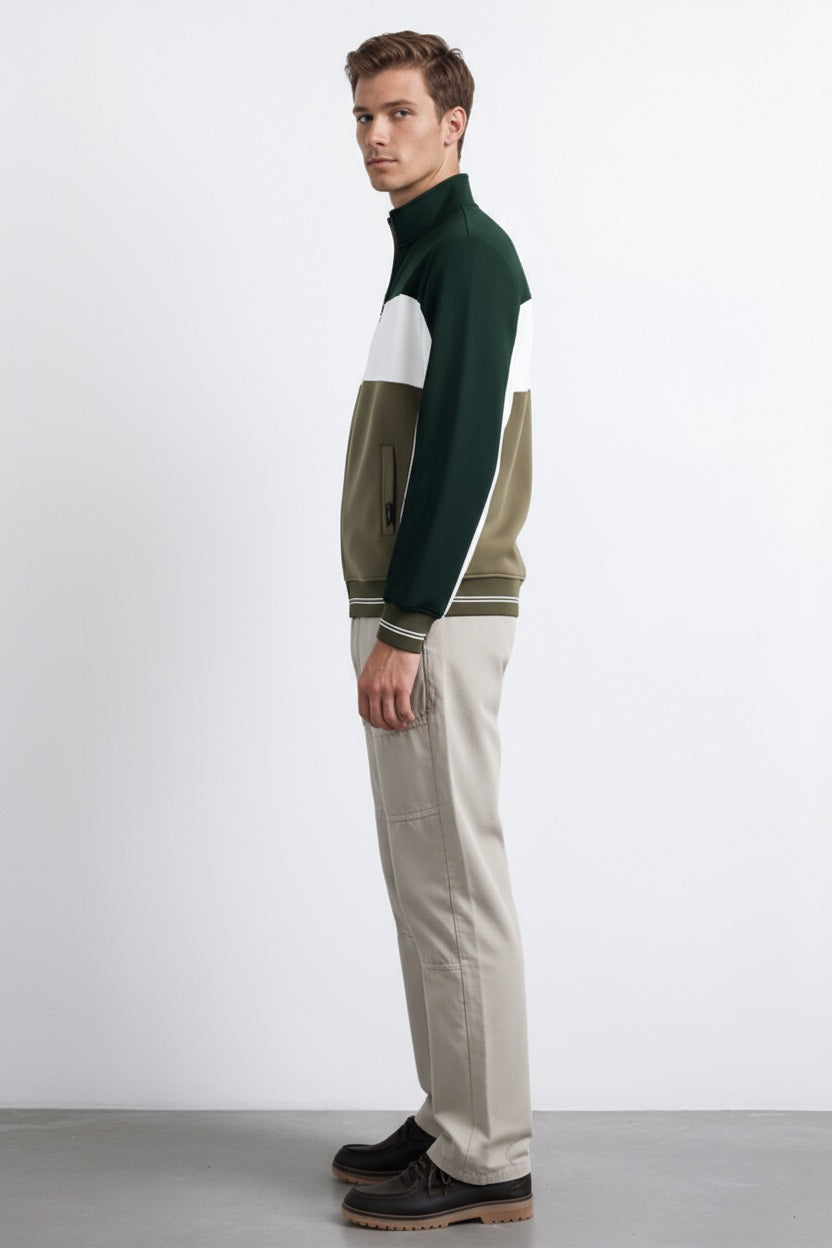 Octave Men Colourblocked Mandarin Neck Sweatshirt