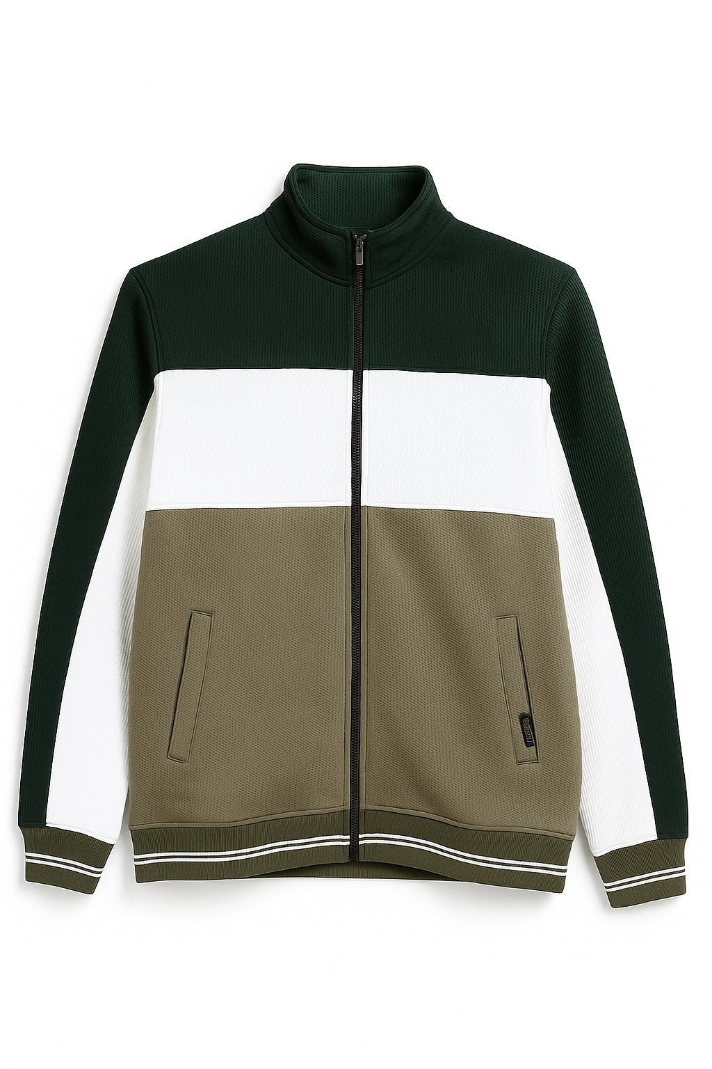 Octave Men Colourblocked Mandarin Neck Sweatshirt