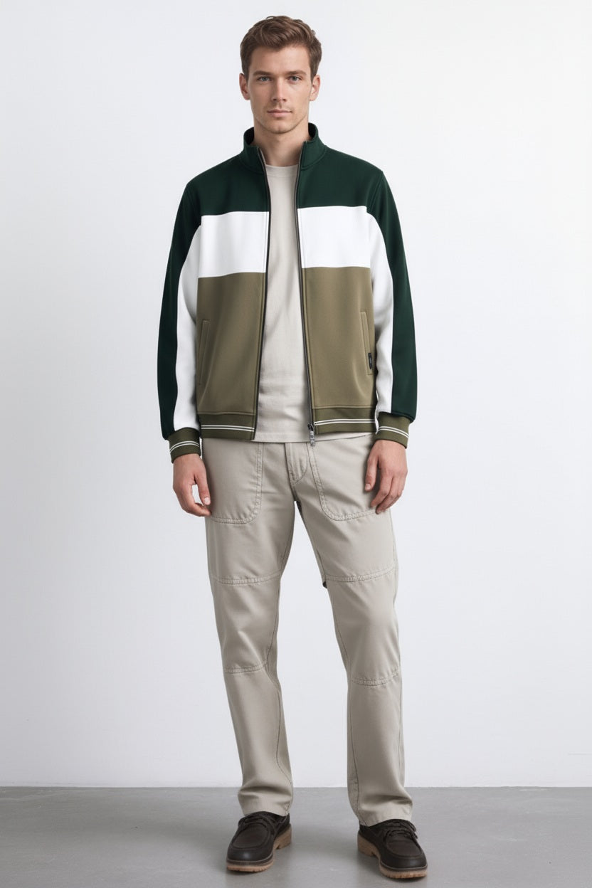 Octave Men Colourblocked Mandarin Neck Sweatshirt