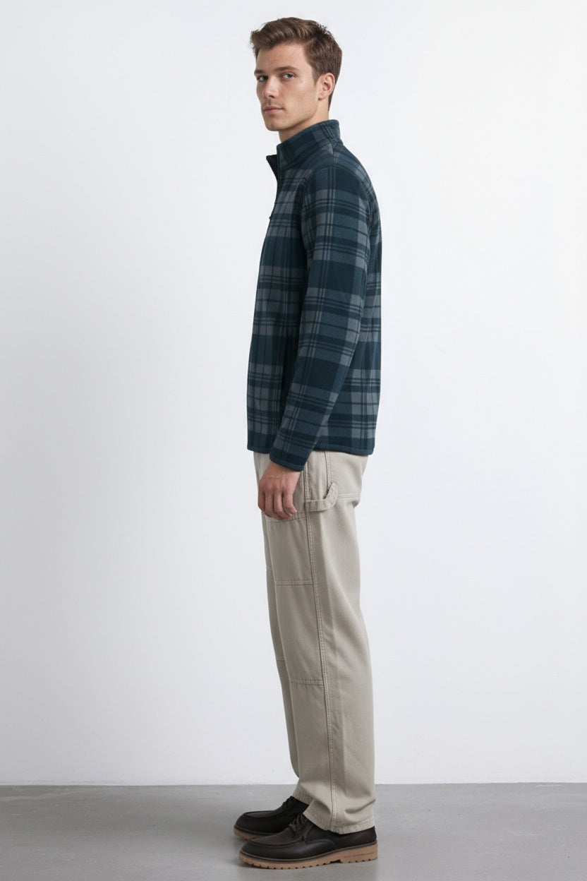 Octave Men Checked Mandrain Neck  Sweatshirt