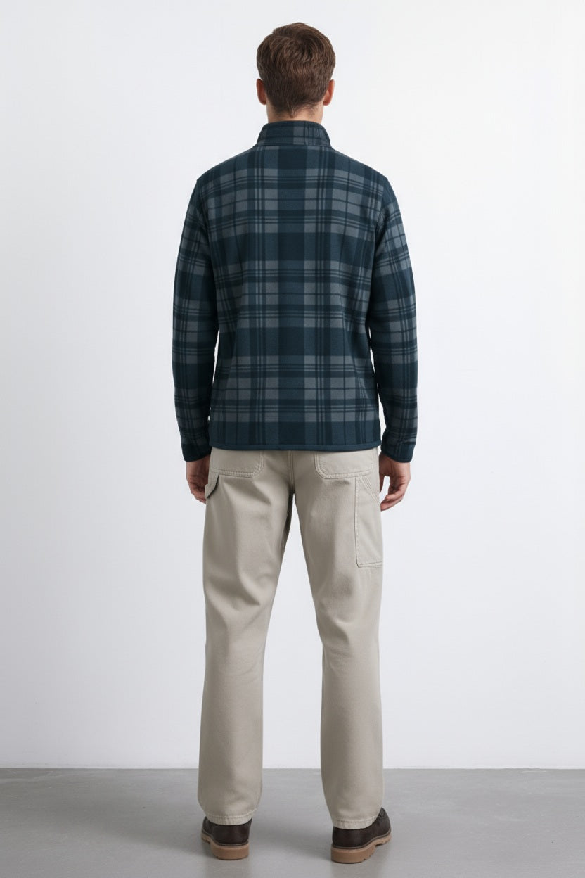 Octave Men Checked Mandrain Neck  Sweatshirt