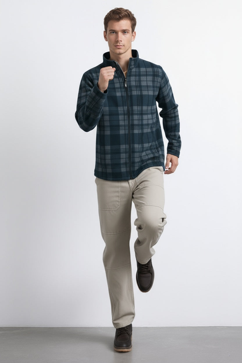 Octave Men Checked Mandrain Neck  Sweatshirt