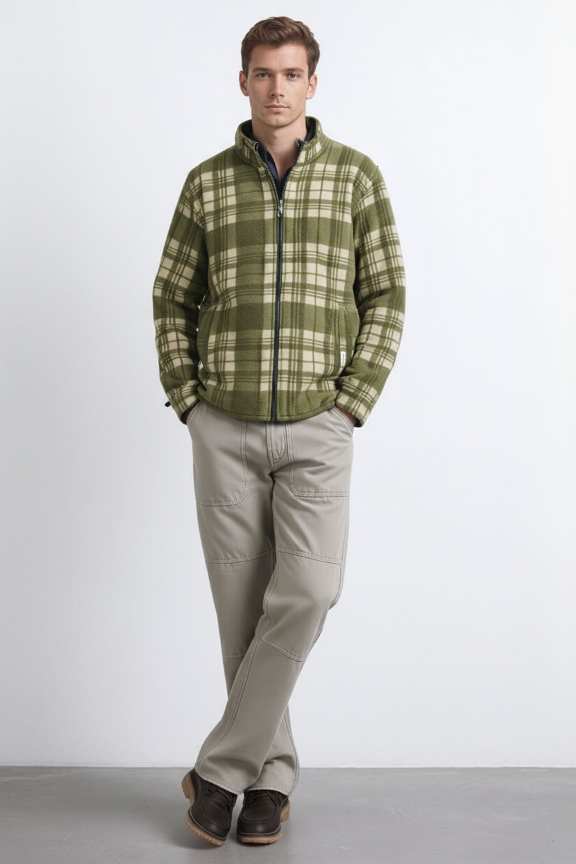 Octave Men Checked Mandrain Neck  Sweatshirt