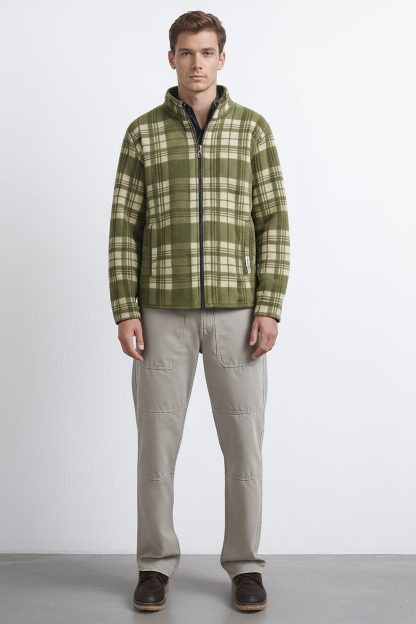 Octave Men Checked Mandrain Neck  Sweatshirt